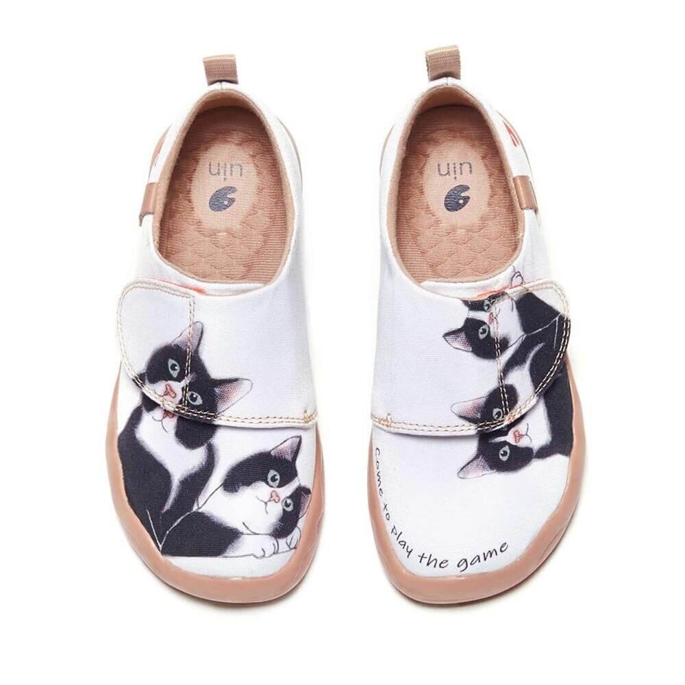 UIN Kids Cat Print Canvas Slip On Shoes Youth Size 2Y EU 33 Toledo Comfort